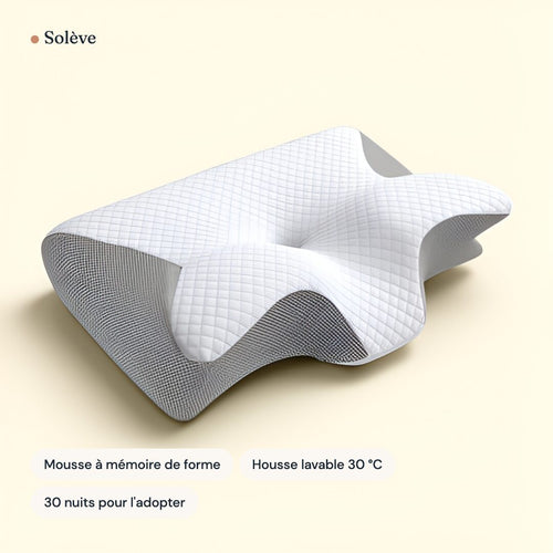 L'oreiller Solève, oreiller ergonomique papillon en mousse à mémoire de forme